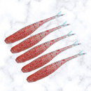 Slide Shad 9 cm – Kit com 5 Iscas Soft para Robalo, Tucunaré e Bass - Cor translúcido Red Glitter