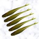 Slide Shad 9 cm – Kit com 5 Iscas Soft para Robalo, Tucunaré e Bass - Cor Musgo