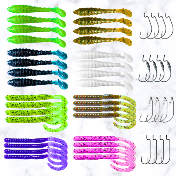 Kit Total Shad 10,5 cm + DKV Worm + Anzóis  - SUPER OFERTA