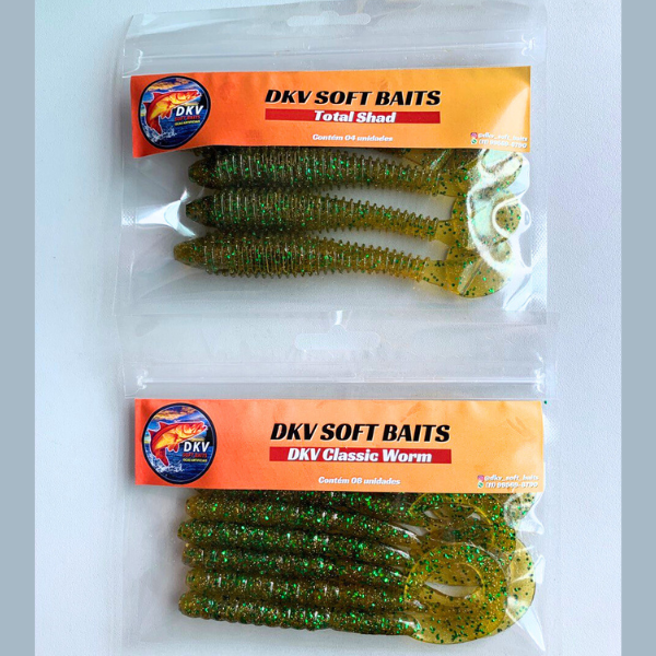 Kit Total Shad + DKV Worm + Anzol Lastreado com Mola + Anzol Worm - 18 Unidades
