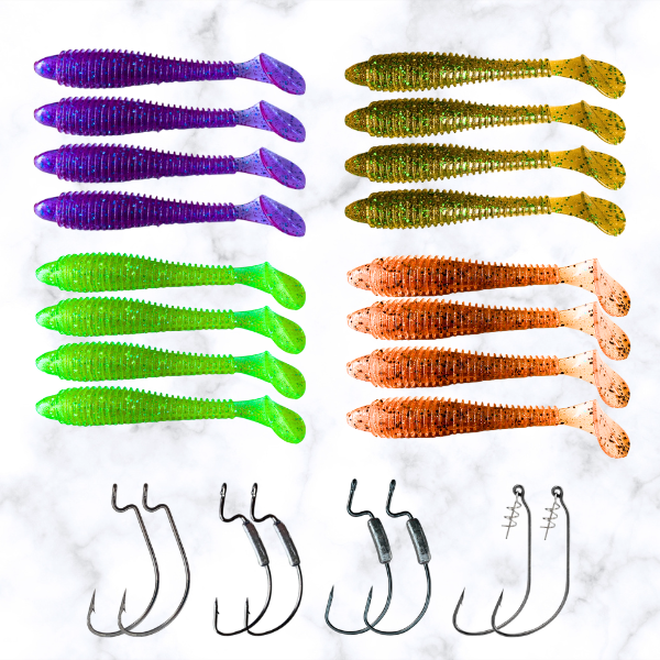 KIT Total Shad 10,5 cm + Anzóis Offset