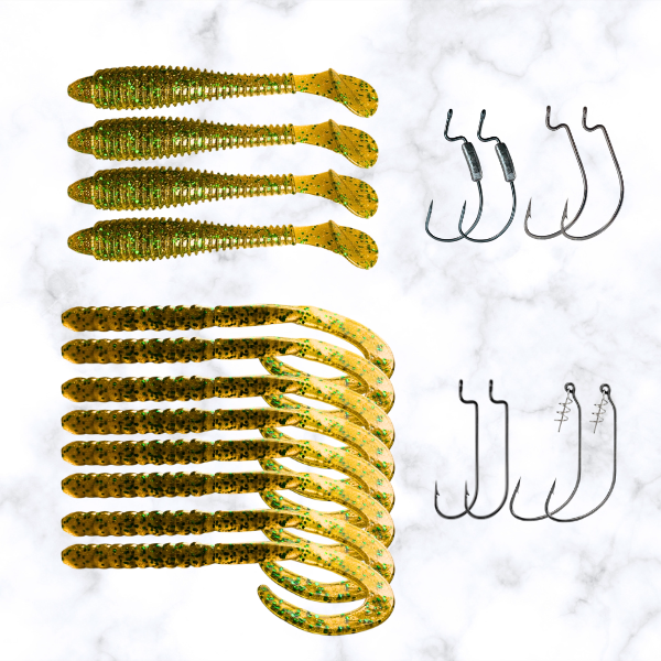 Kit Total Shad + DKV Worm + Anzol Lastreado com Mola + Anzol Worm - 18 Unidades