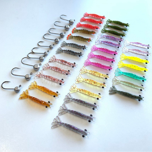 Kit Robalo - 30 Camarões + 10 Jig Heads