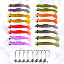 Kit Camarão Artificial 8 CM e Jig Heads - 24 itens