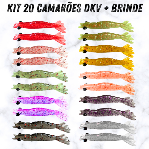 🎣 Kit 20 Camarões DKV – Realismo, Cores Produtivas e Mais Ataques na Sua Pescaria!
