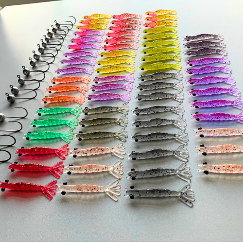 Kit Robalo - 30 Camarões + 10 Jig Heads