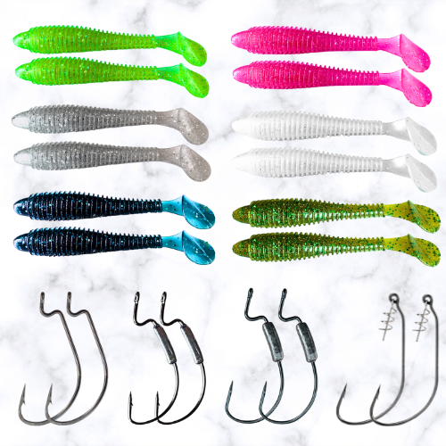 KIT Total Shad + Anzol Offset - 20 Itens