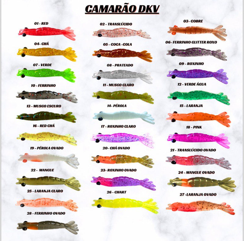 Kit Camarão Artificial 7 CM e Jig Heads - 24 itens